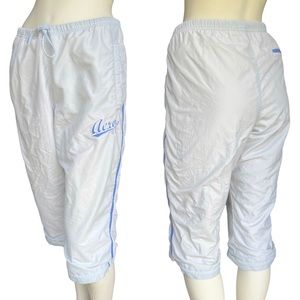 Aeropostale Y2K Baby Blue Varsity Logo Cropped Nylon Track Pants | Size Large